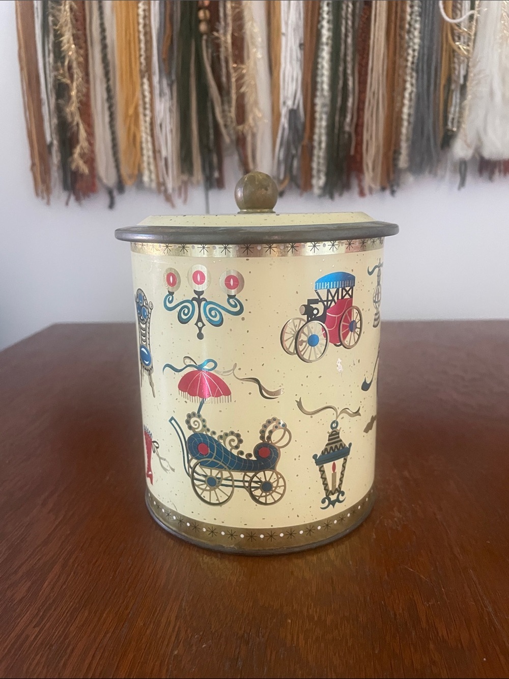 Vintage mid century lidded metal canister